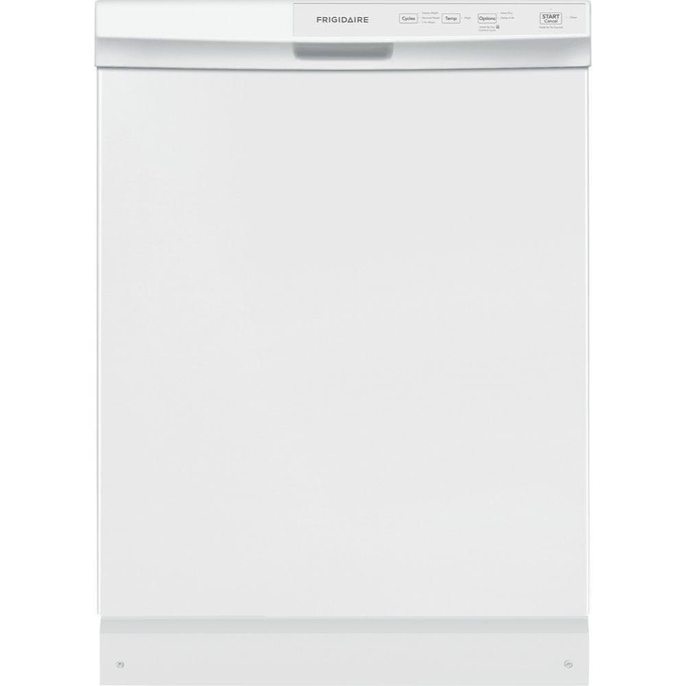 Frigidaire ENERGY STAR Built-In Dishwasher, 55 Dba, White, Front Control, 3 Wash Cycles, 24"