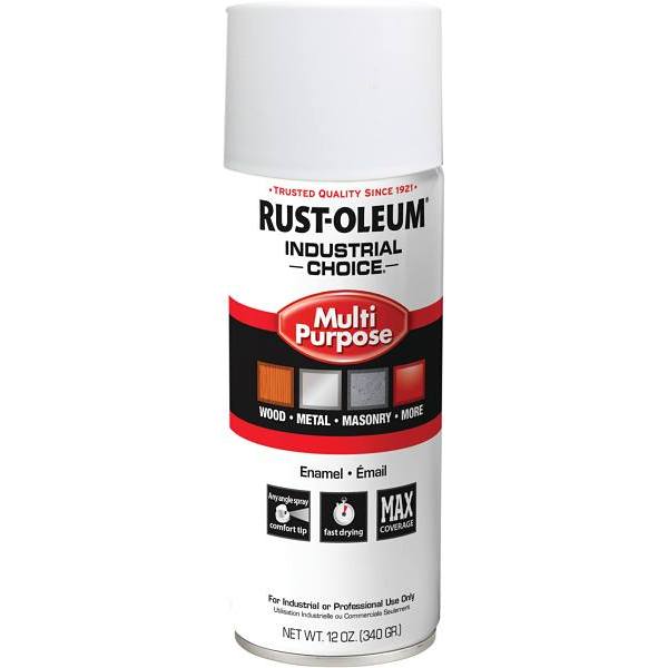 RustOleum 12 Oz Industrial Choice Enamel Flat Spray Paint Gray HD