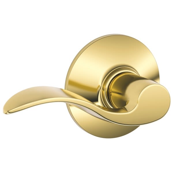 Schlage F-Series Lock F10 Passage Accent Lever Style Lifetime (Bright Brass)