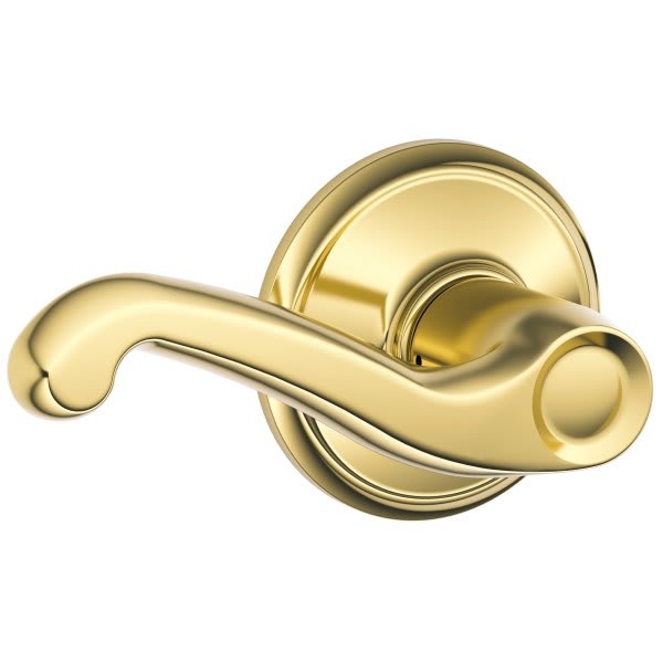 Schlage F-Series Lock F10 Passage Flair Lever Style Lifetime (Bright Brass)