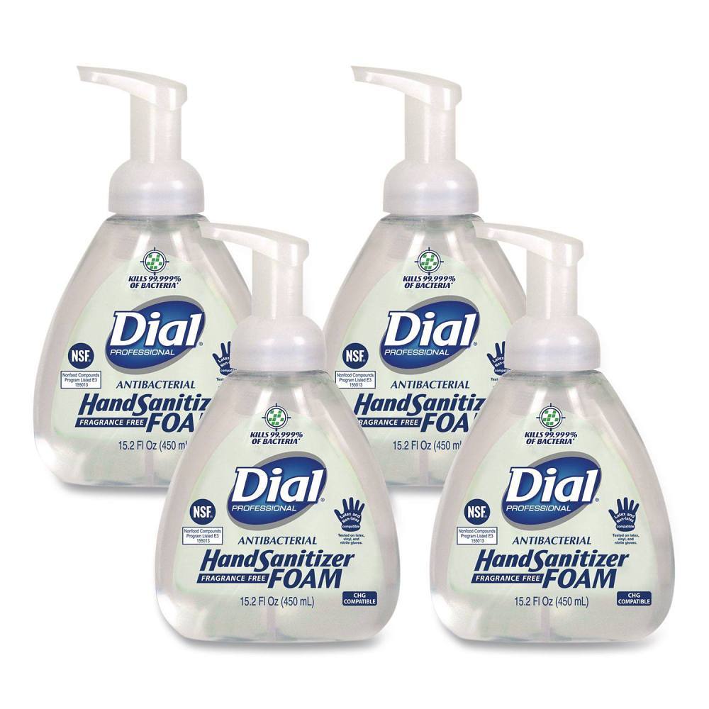 Antibacterial Foam Hand Sanitizer, 15.2 Oz Pump Bottle, Fragrance-Free, 4/Carton