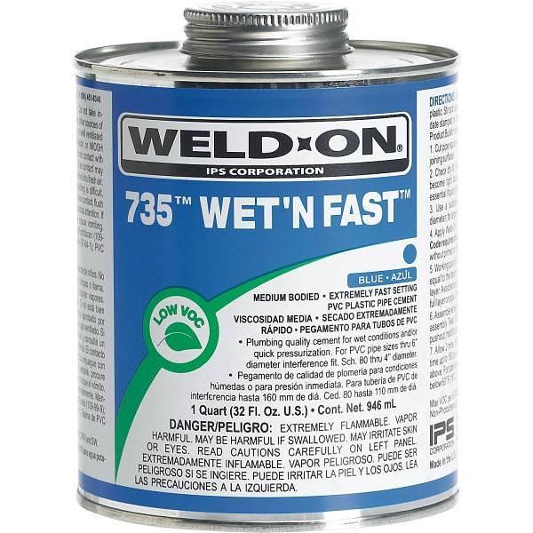 Weld-On 32 Oz. Wet-N-Fast PVC 735 Cement (Blue)