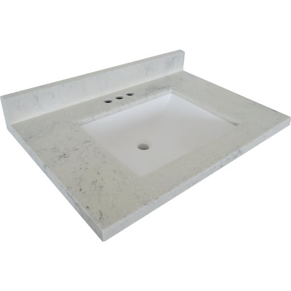 Modular Vanity Tops 25 X 22" Solid White Cultured Marble Vanity Top And Bowl HD Supply