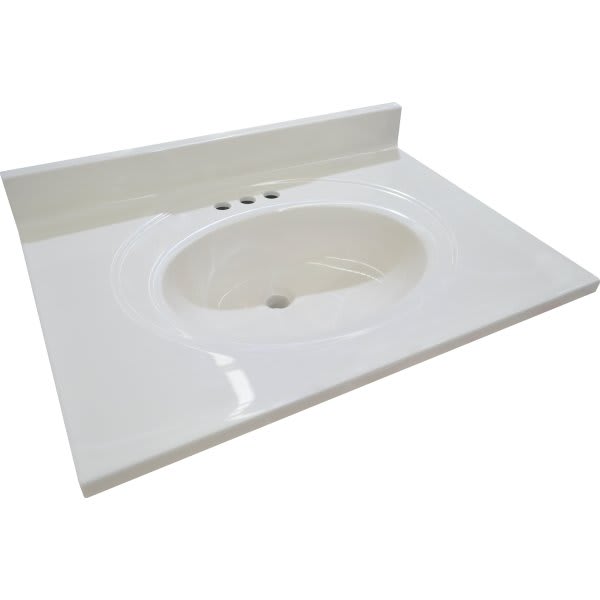 Modular Vanity Tops 25x19" Solid White Marble Bathroom Vanity Sink Top