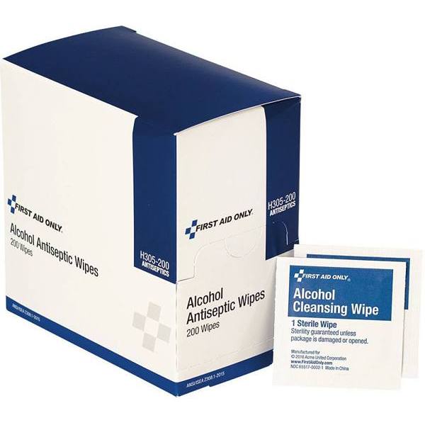 First Aid Only Alcohol Wipes, Package Of 200