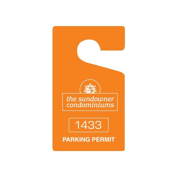 Custom Plastic Parking Permit Tags, Solid Orange, Large, Package Of 100
