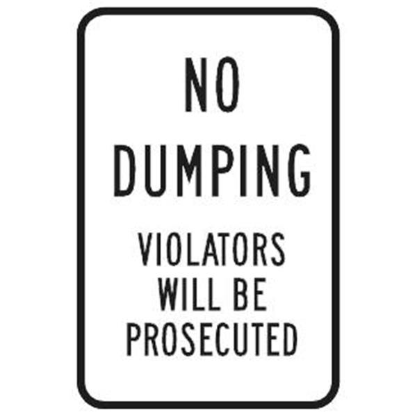 No Dumping Sign, Reflective, 12 X 18