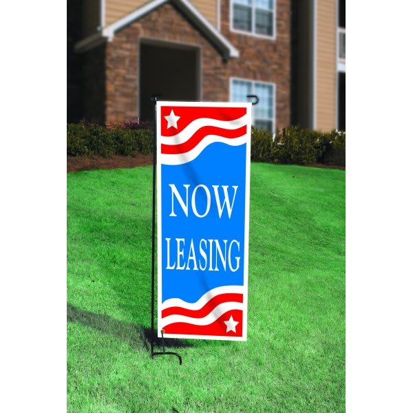 Lawn/Wall Banner Frame For Custom Or Standard Banners, 16.4"W X 43.25"H, Black