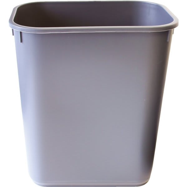 Hapco Essential 13 Quart Rectangular Wastebasket, Graphite, Case Of 12