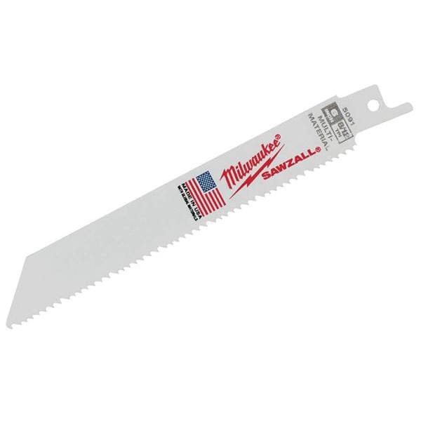 Milwaukee Sawzall 6" 8/12 TPI Thin Kerf Steel Multi-Material Cutting Reciprocating Saw Blade, 5-Pack