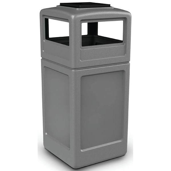 Polytec 42 Gal Gray Square Trash Can With Ashtray Lid