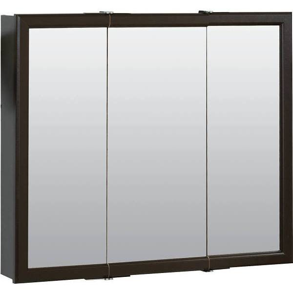 Zenith 29.63 In. X 25.38 In. Surface-Mount Tri-View Mirror Medicine Cabinet (Espresso)