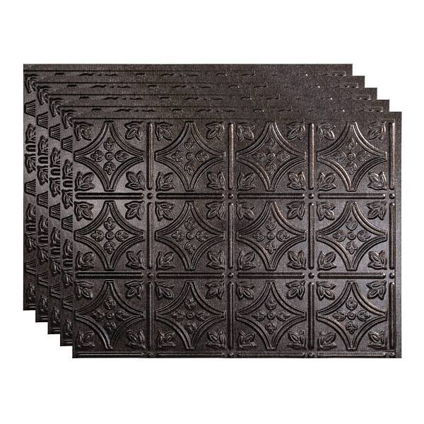 Fasade 18x24 Traditional #1 Backsplash Panel, Smoked Pewter, Package Of 5