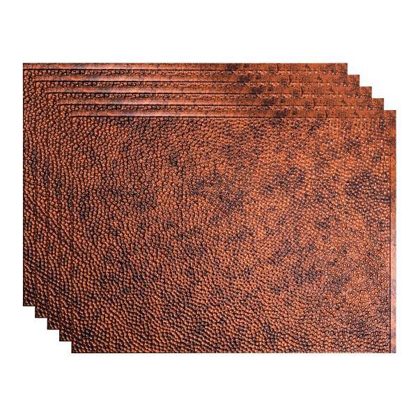 Fasade 18x24 Hammered Vinyl Backsplash Panel, Moonstone Copper, Package Of 5