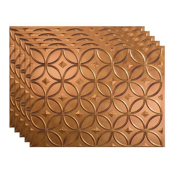 Fasade 18x24 Rings Backsplash Panel, Antique Bronze, Package Of 5