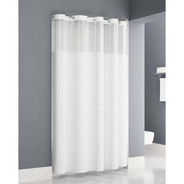 Zenna Home Easy Hang ™ Peva 8 White Shower Curtain 71x74 Clear Window Hook White - Case Of 12