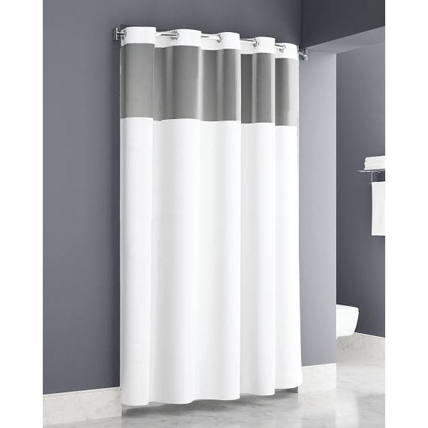 Zenna Home Easy Hang ™ Plainweave White Shower Curtain 71x77 Window Hook White - Case Of 12