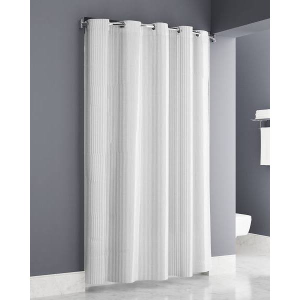 Zenna Home Easy Hang ™ Vertical Stripe Tan Curtain 71x73  Waterproof Hook Chrome - Case Of 12