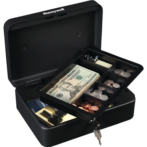 Honeywell® Key Locking Steel Cash Box With Removable Tray HD Supply