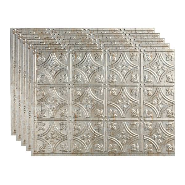 Fasade 18x24 Traditional #1 Backsplash Panel, Vintage Metal, Package Of 5