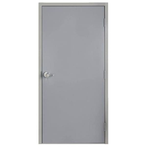 Armor Door 36 In. X 80 In. Left-Hand Outswing Steel Commercial Door W/ Frame And Hardware (Gray)