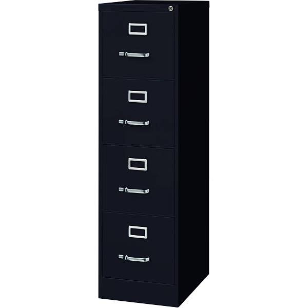 Hirsh 22" Deep 4 Drawer Letter Width Vertical File Cabinet, Commercial Grade, Black