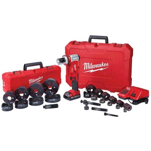 Milwaukee M18 Force Logic Lithium-Ion Cordless Knockout Tool Kit With Die Set, 2.0ah Batteries, And Case