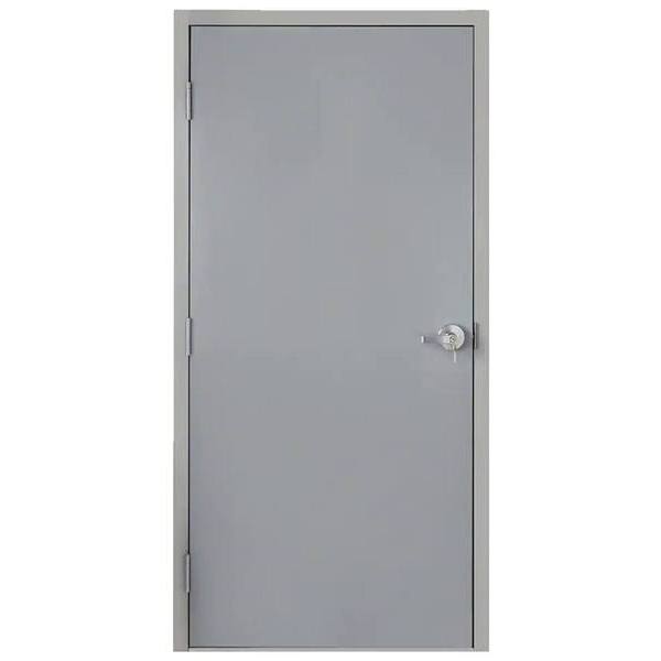Armor Door 36 In. X 80 In. Fire-Rated Right-Hand Flush Steel Prehung Door W/ Frame And Hardware (Gray)