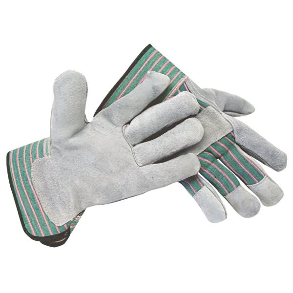 Radnor Med Shoulder Split Leather Palm Glove W/Canvas Back/Safety Cuff, 4 Pair
