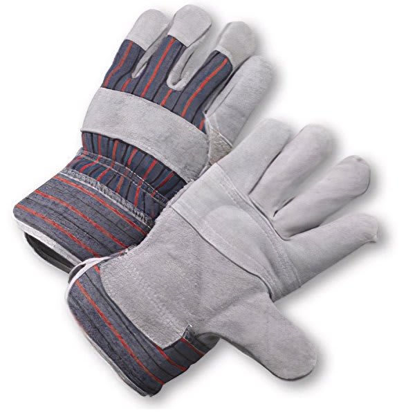 Radnor Men's Large Split Leather Palm Gloves W/Canvas Back/Safety Cuff, 4 Pair HD Supply