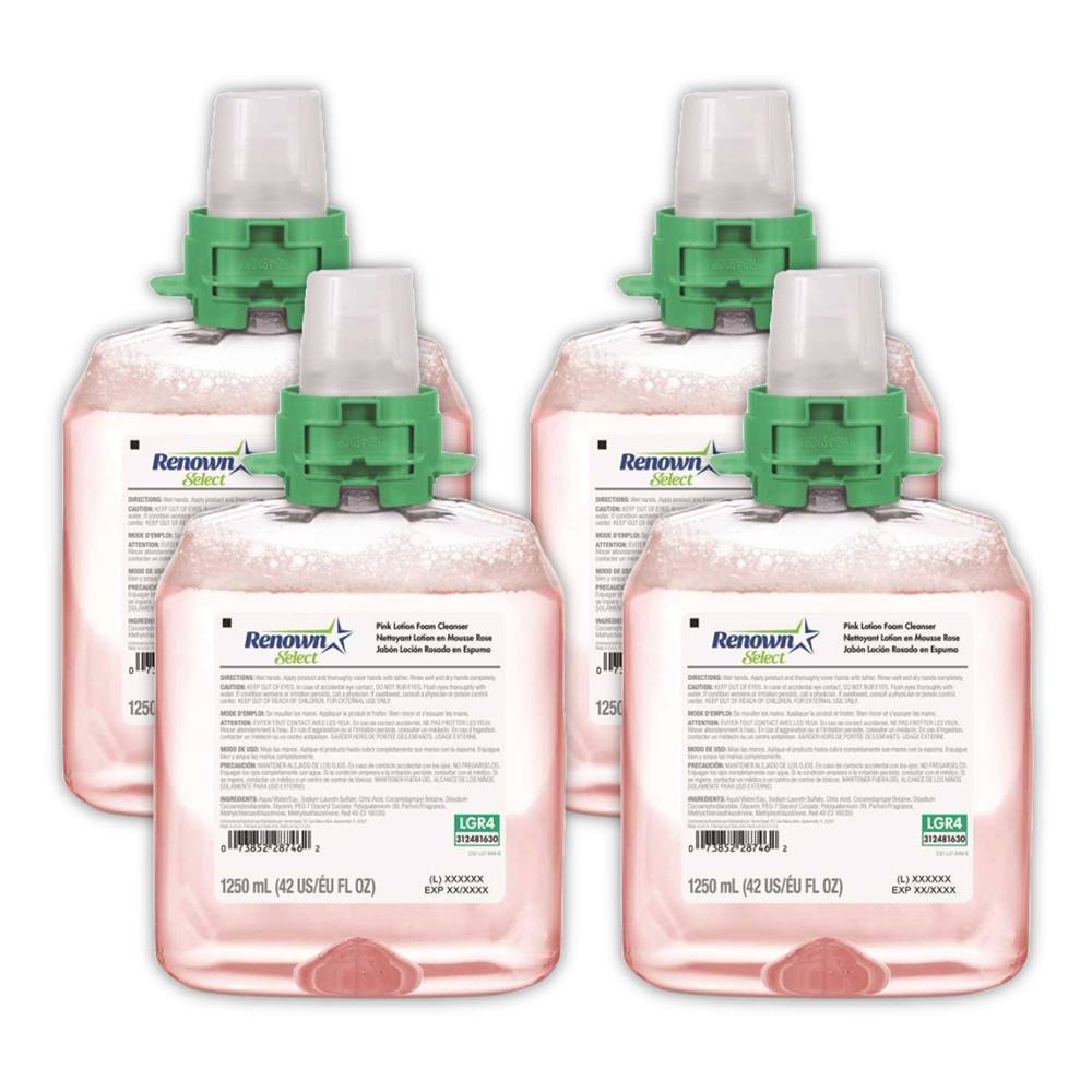 Renown Fmx-12 & Rb4 Luxury Foam Hand Soap Refill For Renown Rb4 Dispensers, 1250 Ml, Cranberry Scent, Case Of 4