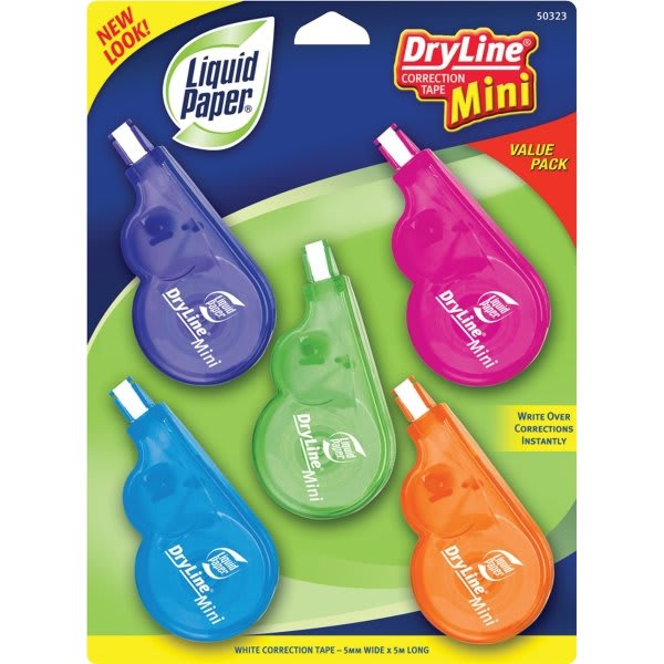 Paper Mate® Liquid Paper DryLine Grip Correction Tape, 1/5" x 3344/5", White HD Supply