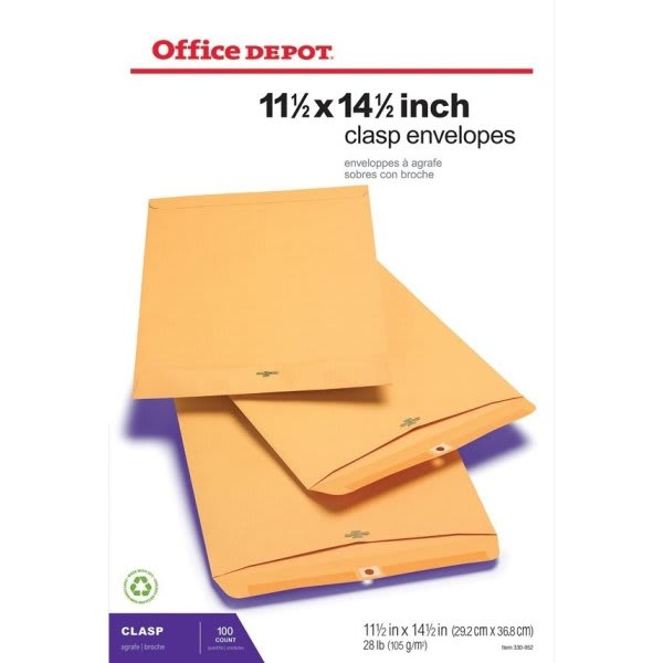 Office Depot® Brand Clasp Envelopes, 10" x 13", Brown, Box Of 100 HD