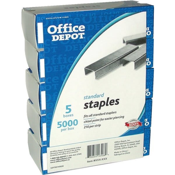 Office Depot® Brand Staples, Standard 1/4", Box Of 5,000 HD Supply