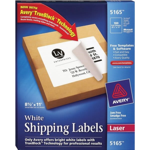 Avery® Laser Printer Address Labels, 1" x 25/8", White, Box Of 3,000