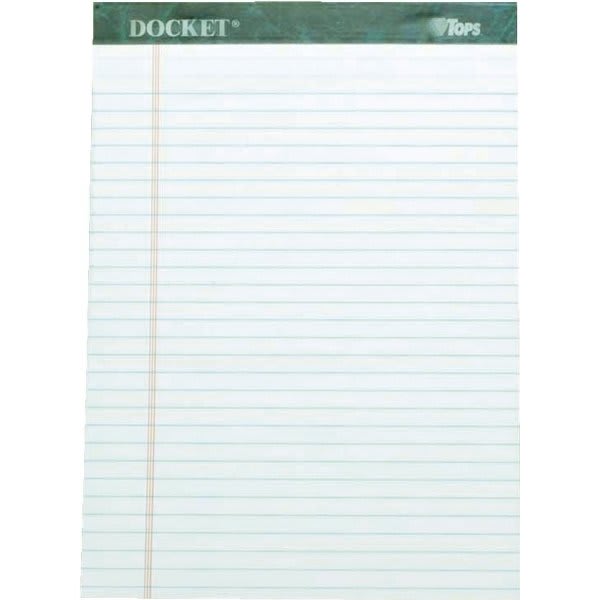 Tops® Docket Writing Pads, 8-1/2" X 11", Legal Ruled, White, Package Of 12