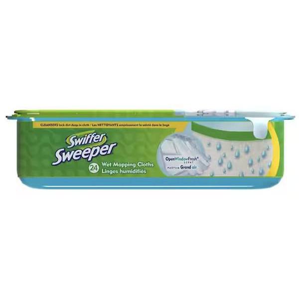 Sweeper Wet Cloth Refills W/Open Window Fresh Scent, 6 Packages Of 24 Cloths Per Case