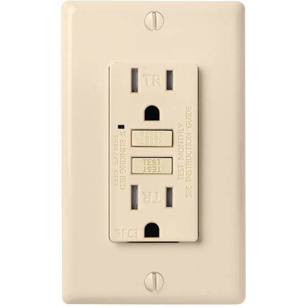 Faith 15a 125v Tamper-Resistant Gfci Outlet W/ Indicator Light, Ivory, Package Of 10