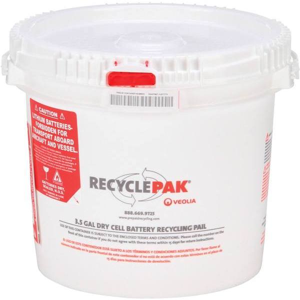 Veolia 3.5 Gal. Dry Cell Battery Recycling Pail