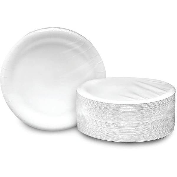 Ajm Packaging White Heavy Duty Ultra Coated Paper Plate, 9", Case Of 500