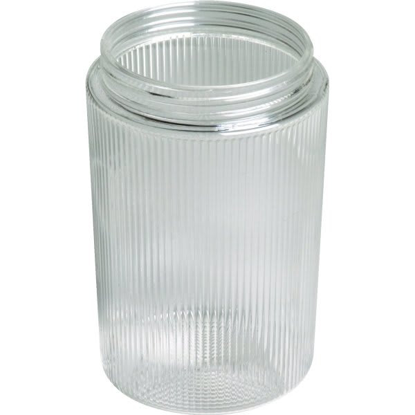 Clear Ribbed Cylinder Acrylic 6-1/8"H  3-1/4" Threaded Neck