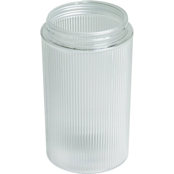 Clear Ribbed Cylinder Lexan 6-1/8”h  3-1/4" Fitter