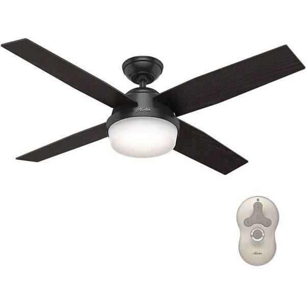 Hunter Dempsey 52 In. Black LED Indoor/Outdoor Matte Ceiling Fan W/ Light And Remote