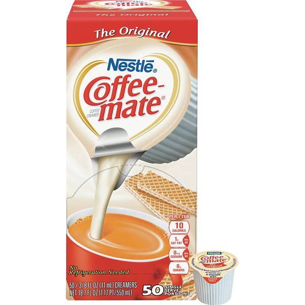 Nestle Coffee-Mate Coffee Liquid Singles Creamer Original, Package Of 50