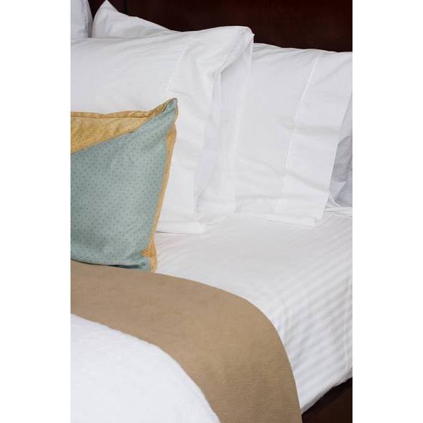 King Fitted Sheets 78x80x15 White With Sateen Stripes Case Of 12