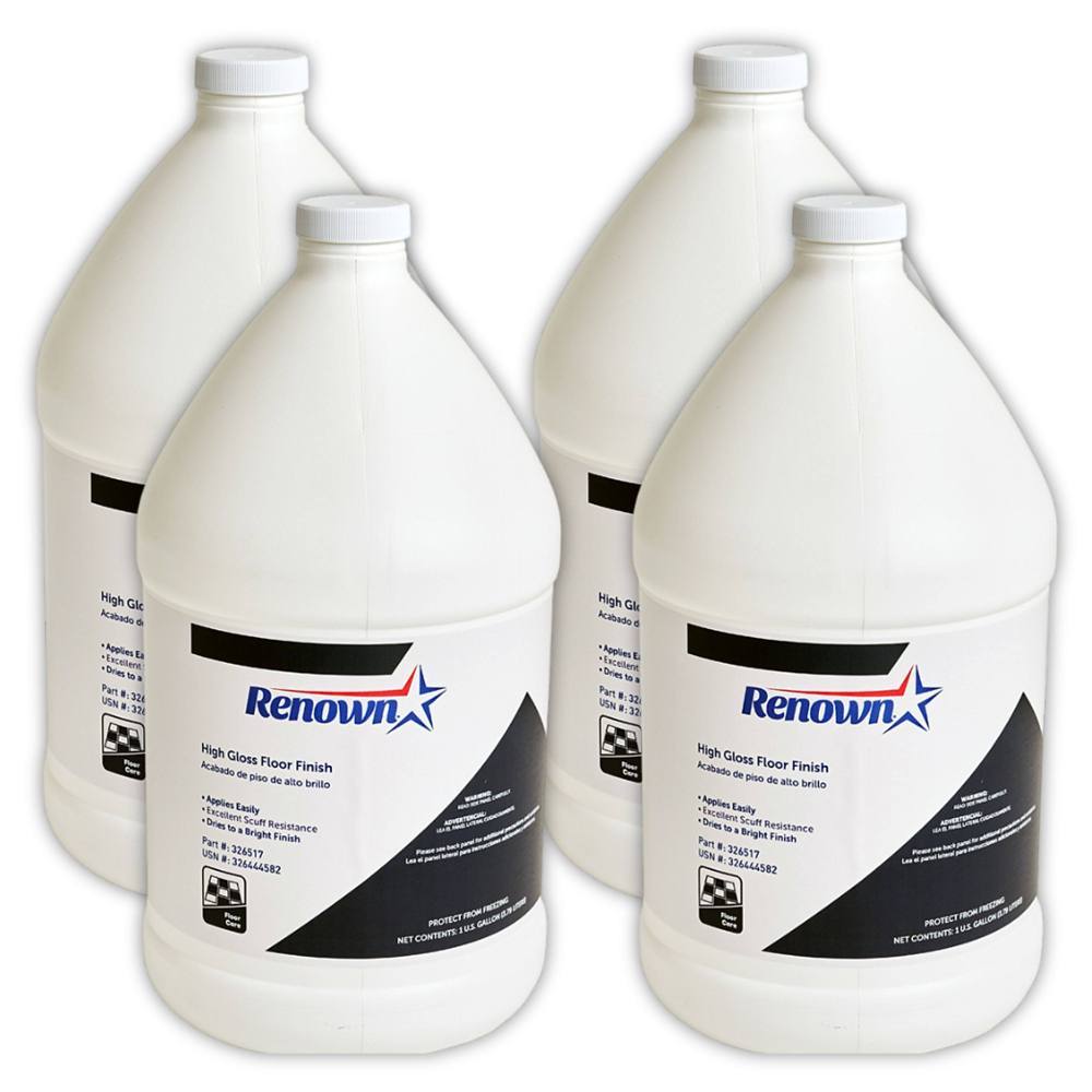 Renown High-Gloss Floor Finish, Fragrance Free, 1 Gal, Case Of 4