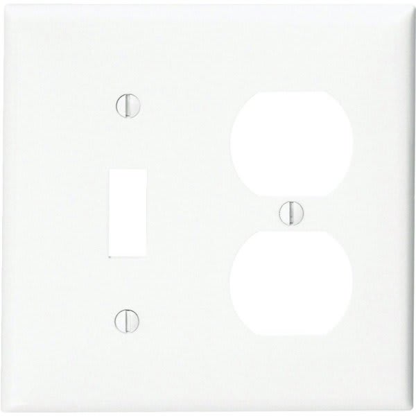 Hubbell 2Gang MidSized Combination Nylon Wall Plate (White) HD Supply