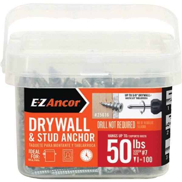 E-Z Anchor Stud Solver 50 Lb. Drywall And Stud Anchors, Package Of 100