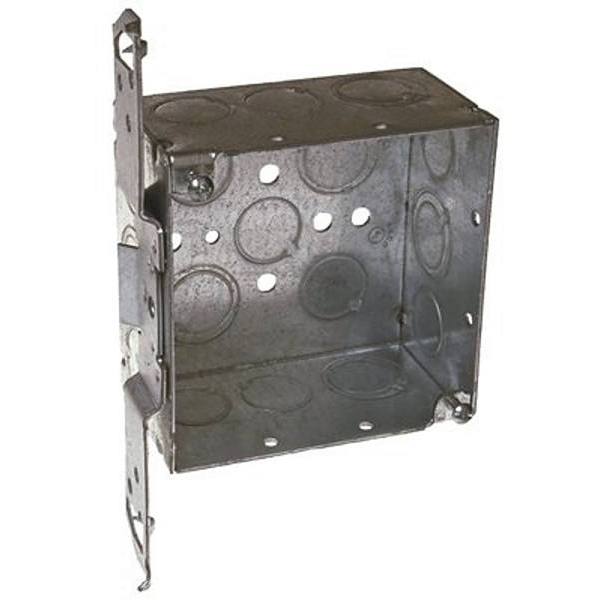 Raco 4" Square Box With Nine 1/2" Ko'S And Five Tko'S, Ts Bracket Flush