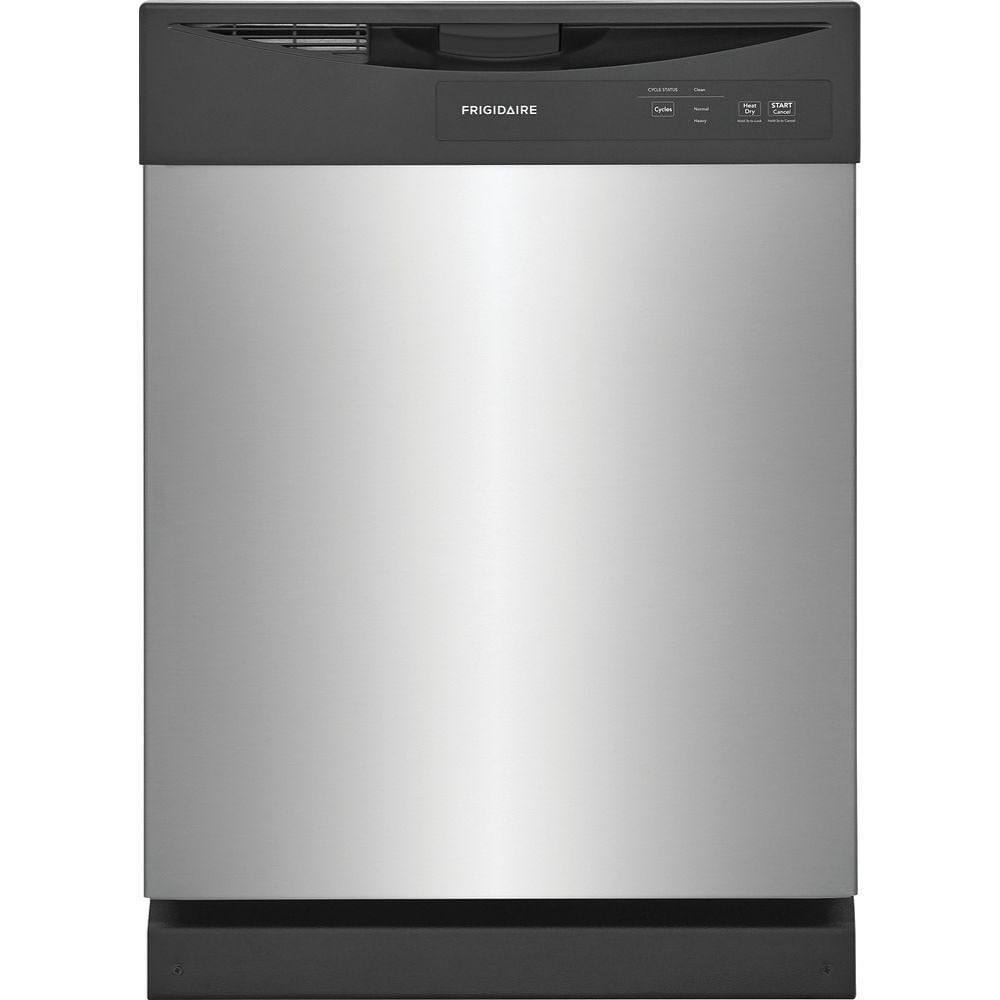 Frigidaire Built-In Dishwasher, 62 Dba, Stainless Steel, Front Control, 2 Wash Cycles, 24"
